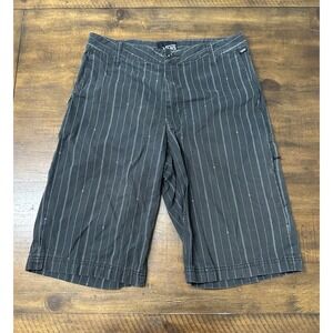 Vans Mens Pinstripe Chino Shorts Grey Cotton Skate Size 30 Embroidered Logo